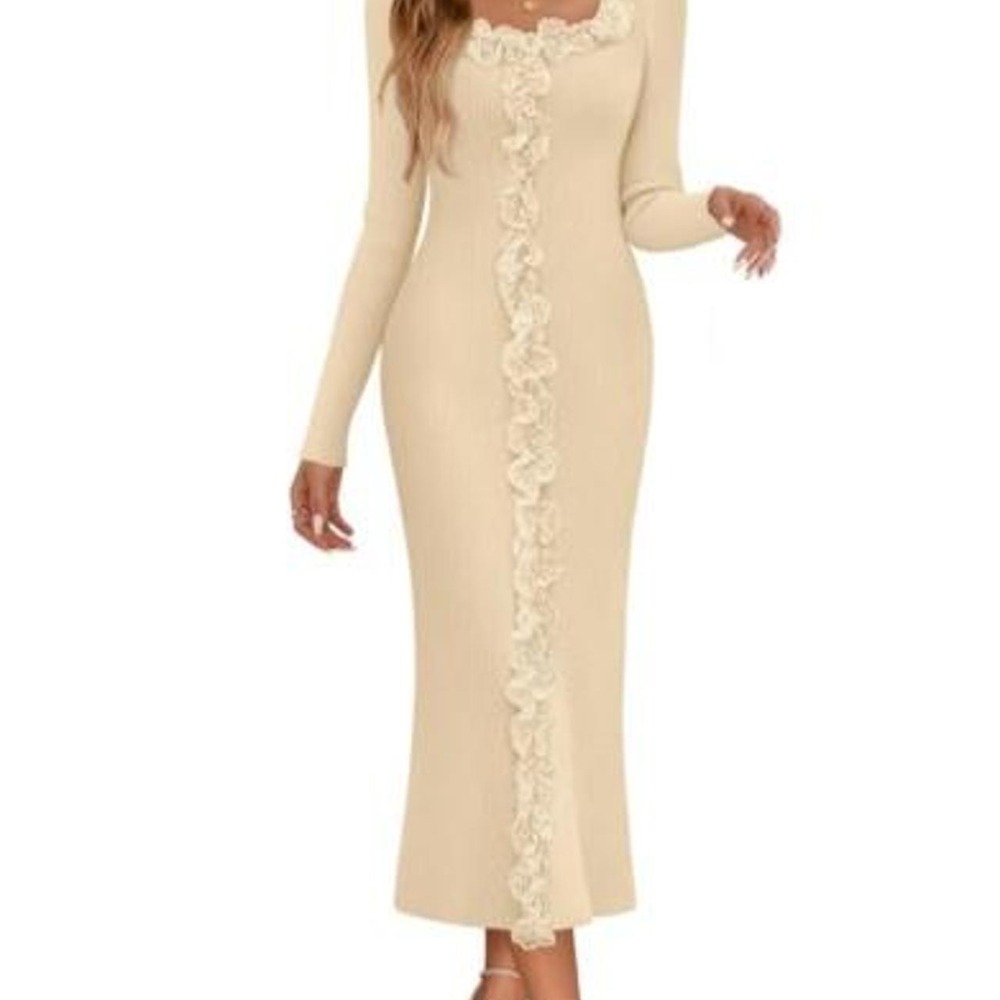 MEROKEETY Womens Spring Flower Bodycon Sweater Dress